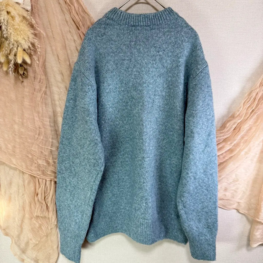 [ZARA] M Crew Neck Knit Sweater Blue Unisex Washable