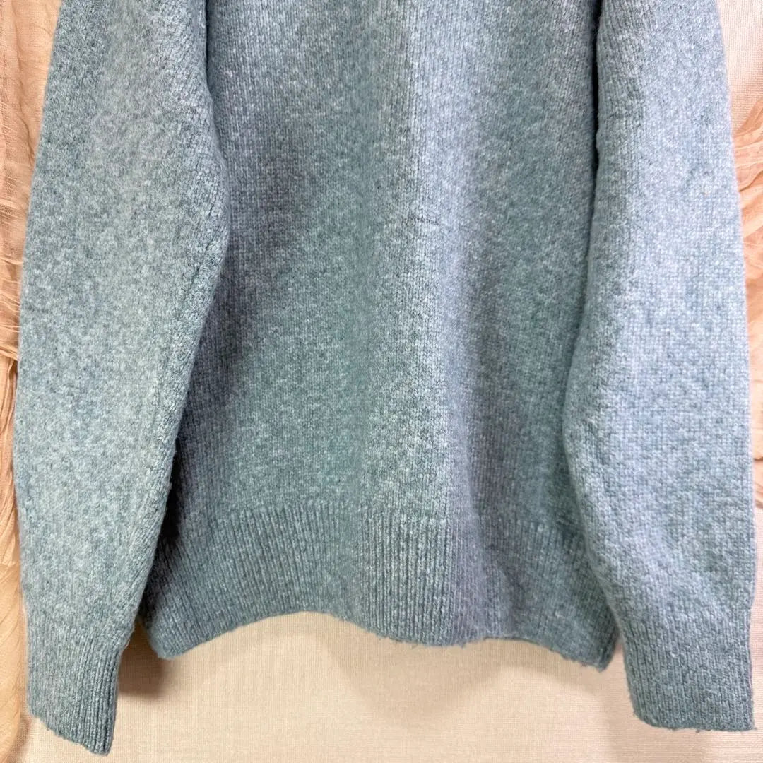 [ZARA] M Crew Neck Knit Sweater Blue Unisex Washable