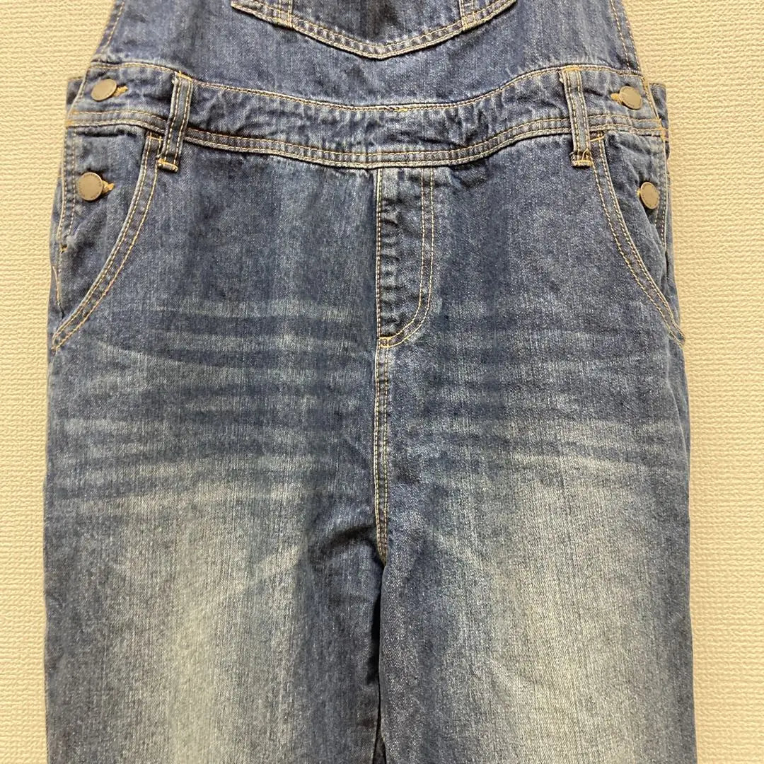 [Marino] Azul marino (L) Mono * Denim * Tsunagi * Bolsillo en el pecho * 100% algodón | 【Marino】ネイビー(L)オーバーオール＊デニム＊ツナギ＊胸ポケット＊綿100%