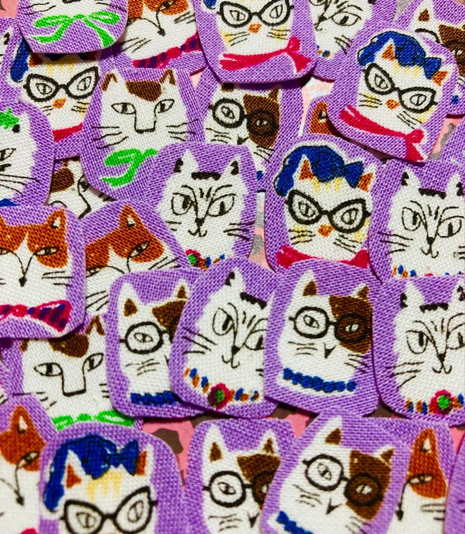 Cat face, cat face, handmade cloth sticker, flake sticker, for a touch of attention