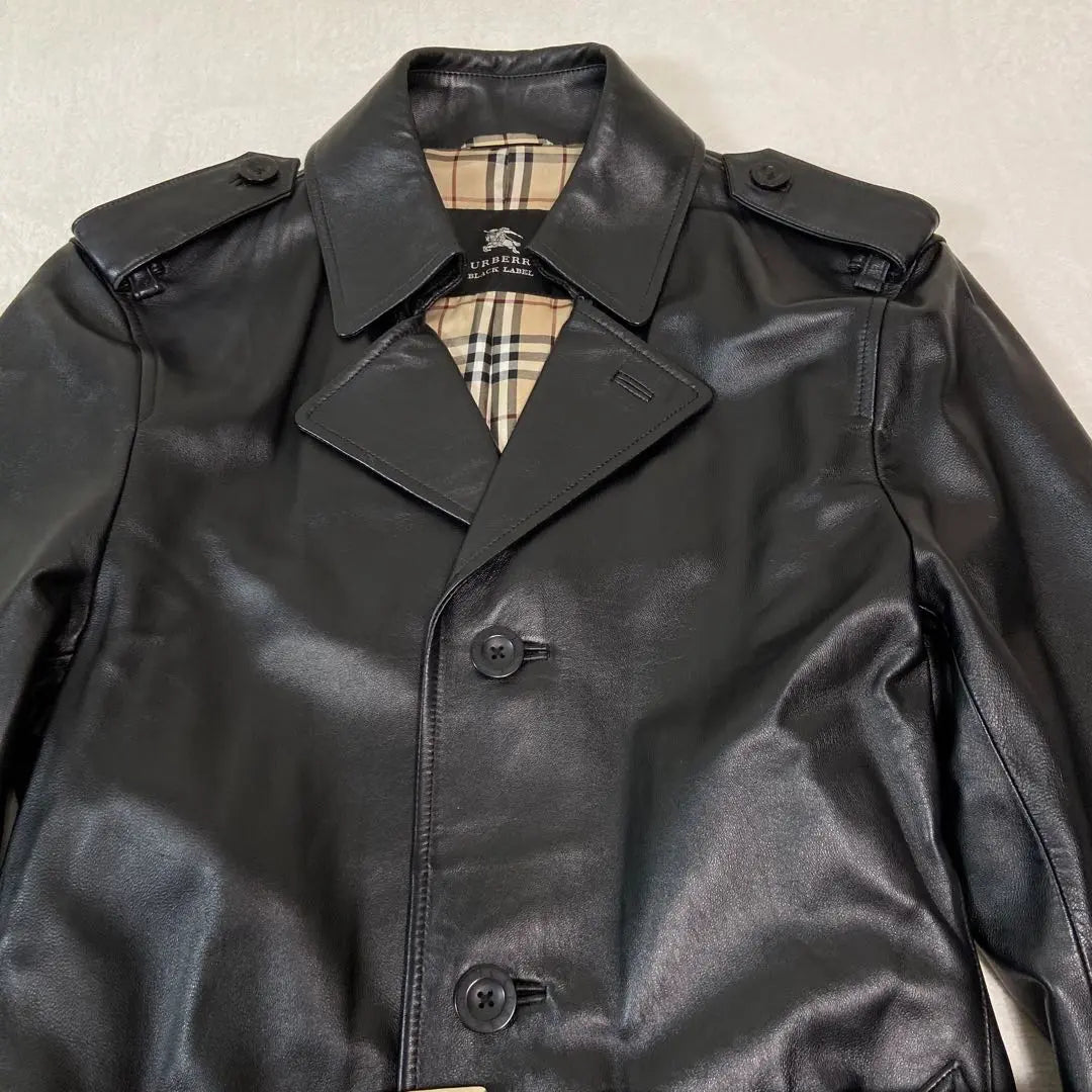 ☆ Belleza ☆ Burberry Black Label Cordero Trench Court | ☆美品☆ Burberry Black Label ラムレザー トレンチコート