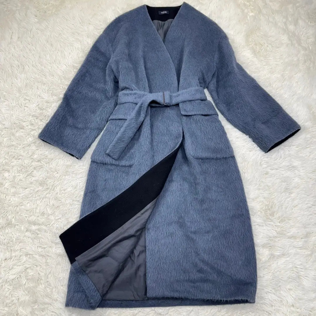 Superb condition✨YLEVE Alpaca Shaggy Coat with Belt Navy M