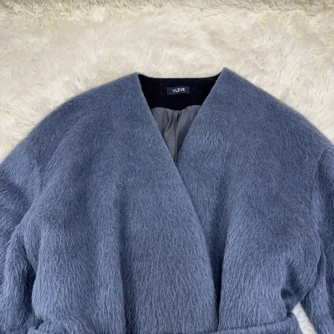 Superb condition✨YLEVE Alpaca Shaggy Coat with Belt Navy M