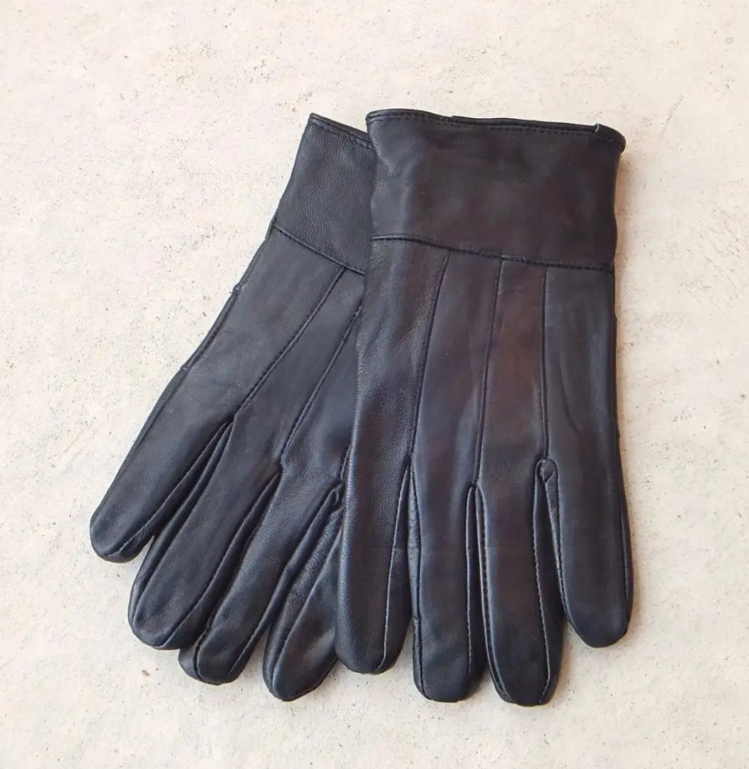 ●Nuevo [Acolchado] Guantes de piel de cordero (piel de oveja) [L] Guantes de cuero Negro Negro