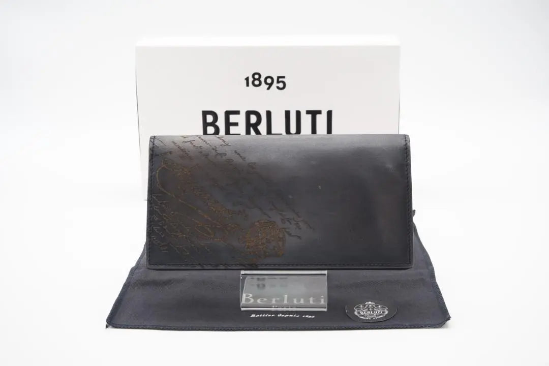 BERLUTI Bifold Long Wallet Calligraphy Scrit Leather Long Wallet