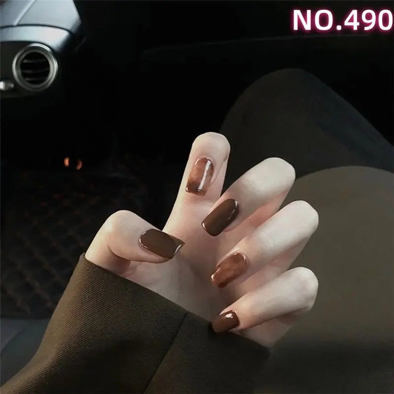 Limited time discount 490 Curry color dizzy nail tips Fake nails French girly 8a7