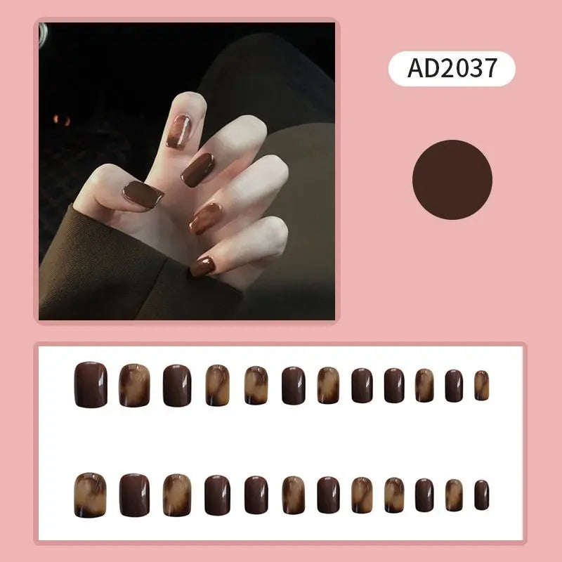 Limited time discount 490 Curry color dizzy nail tips Fake nails French girly 8a7