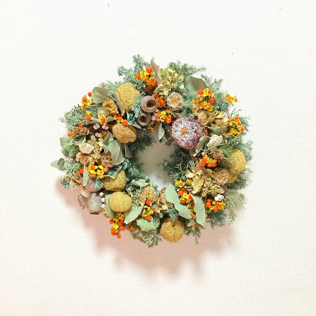 Botanical Round Wreath in Autumn - Fusen Milky Watari