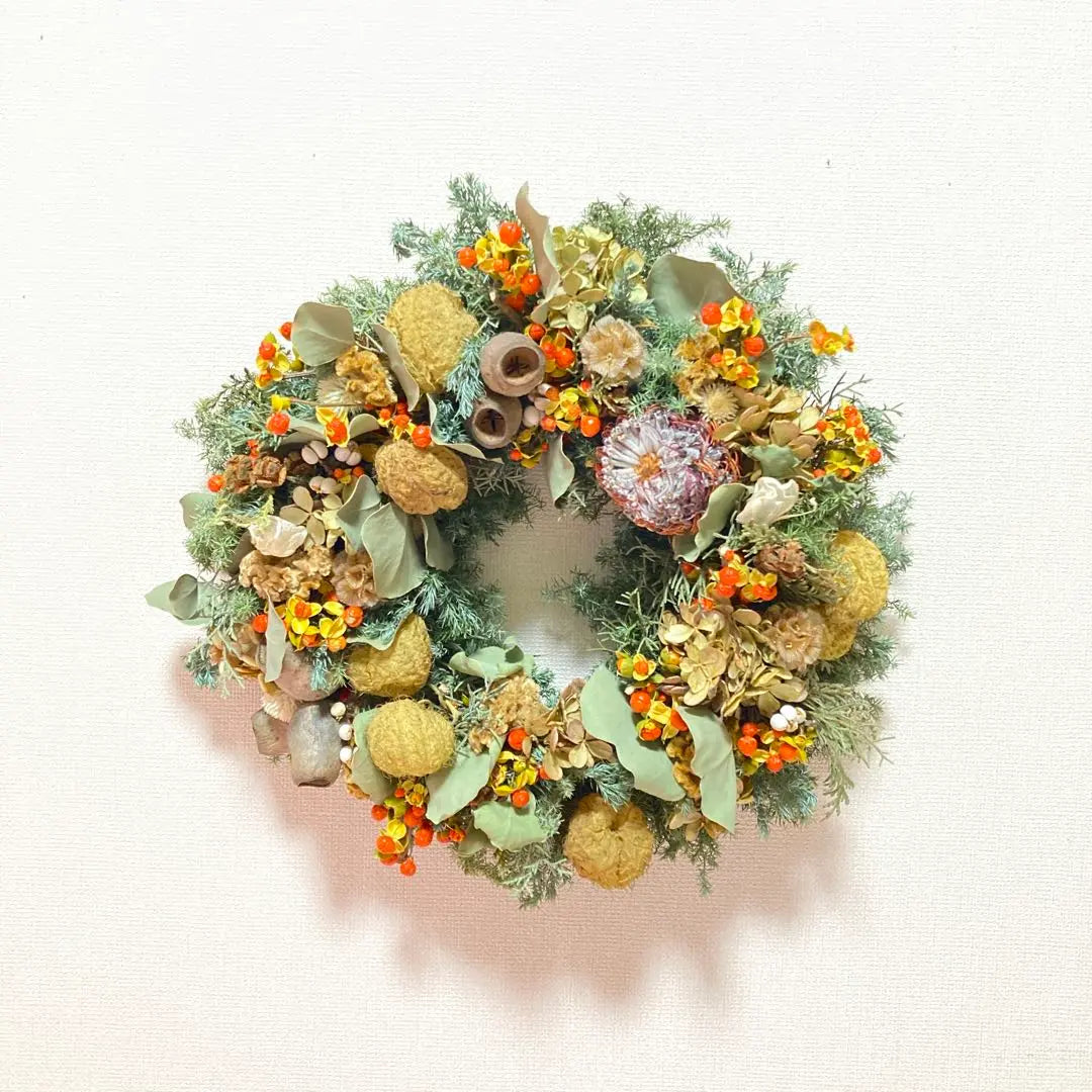 Botanical Round Wreath in Autumn - Fusen Milky Watari