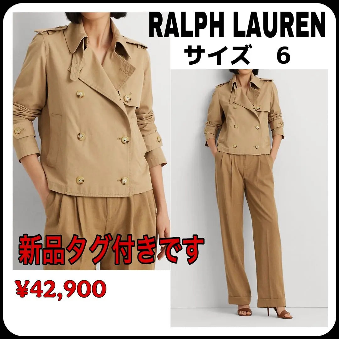 New ❤️ Ralph Lauren Short Double Breasted Twill Trench Coat ML