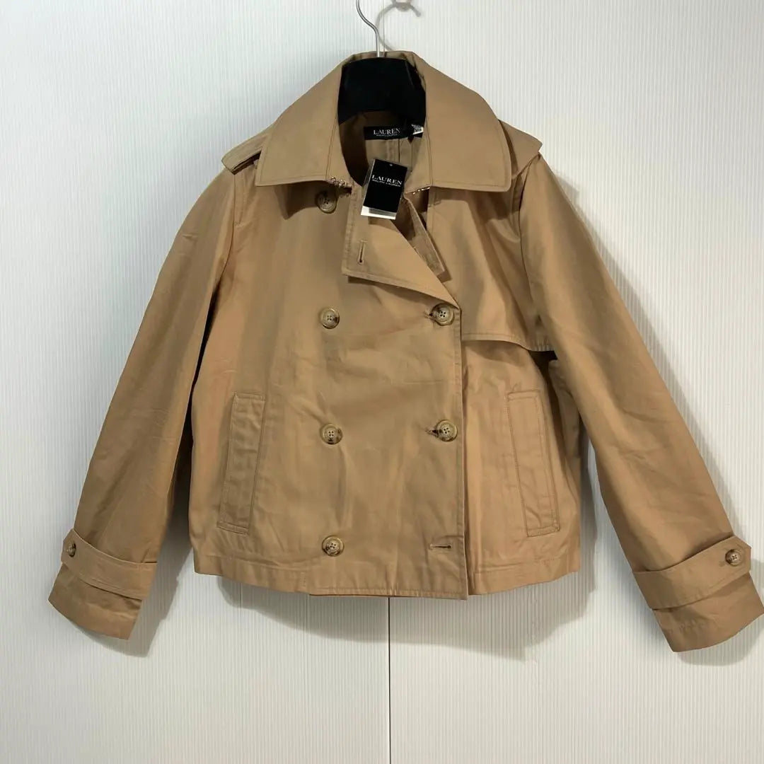 New ❤️ Ralph Lauren Short Double Breasted Twill Trench Coat ML