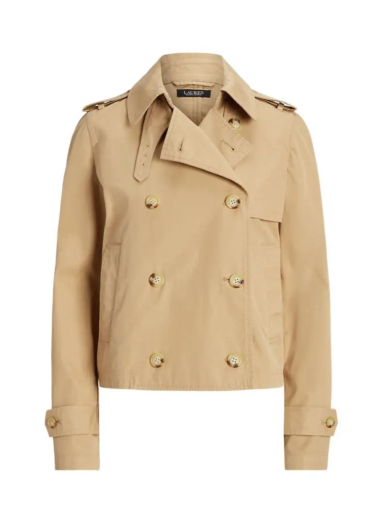 New ❤️ Ralph Lauren Short Double Breasted Twill Trench Coat ML