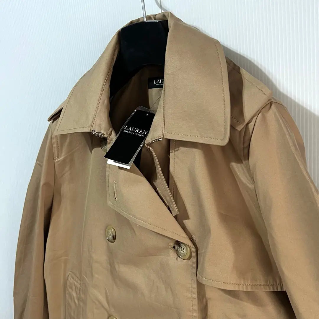 New ❤️ Ralph Lauren Short Double Breasted Twill Trench Coat ML