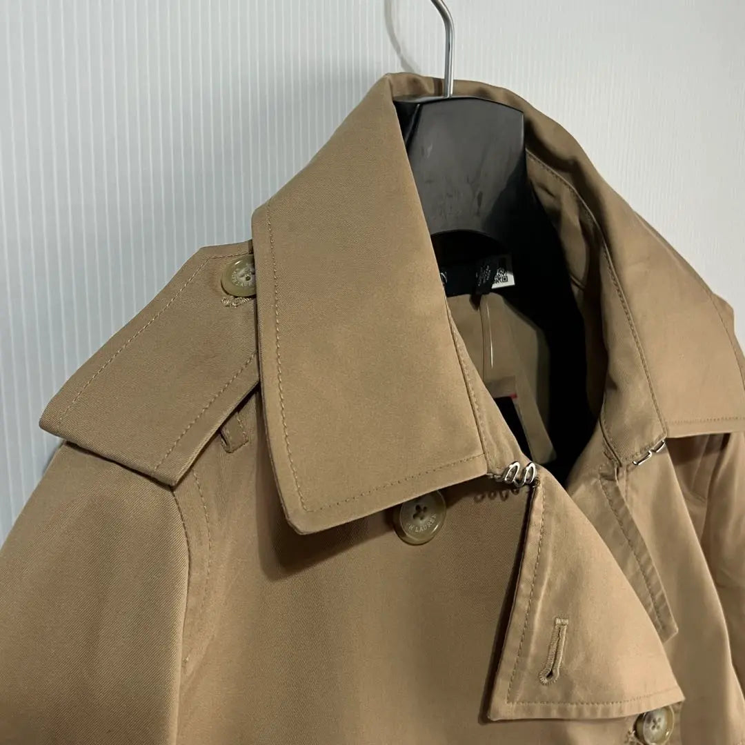 New ❤️ Ralph Lauren Short Double Breasted Twill Trench Coat ML