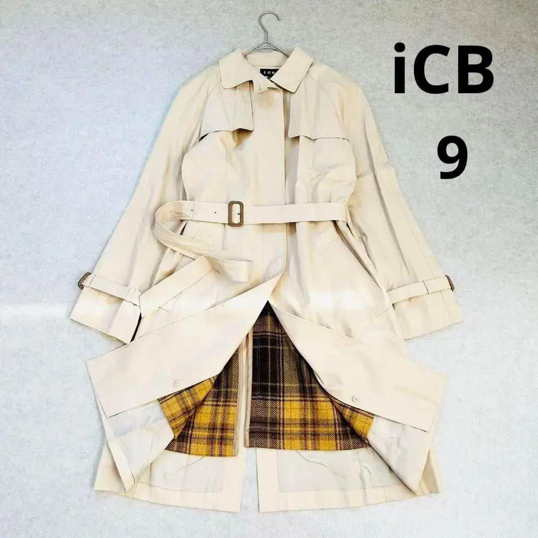 iCB Trench Coat with Liner 2way Beige 9 Check Yellow