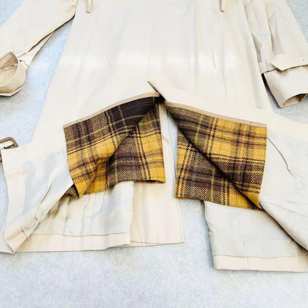 iCB Trench Coat with Liner 2way Beige 9 Check Yellow