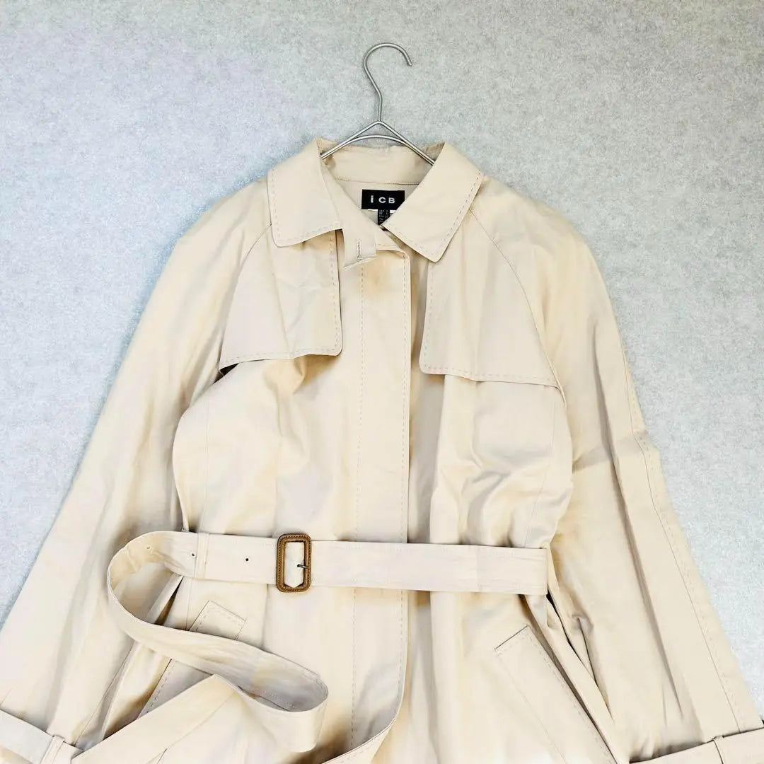 iCB Trench Coat with Liner 2way Beige 9 Check Yellow