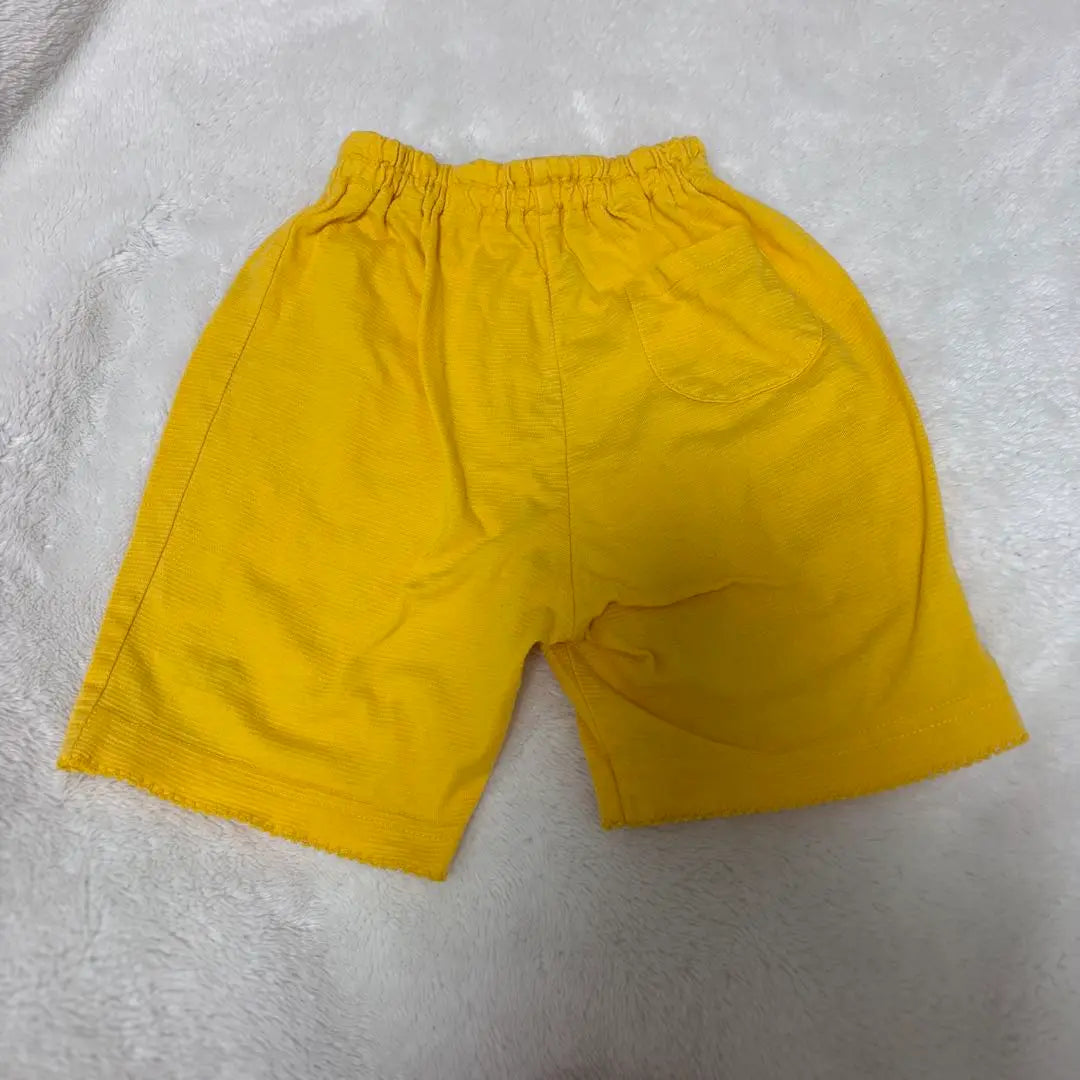 Pantalón familiar de media pierna con bajo de encaje amarillo 90cm