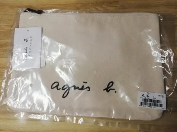 ◉◆New◆◆Agnes B◆GO03-04◆Logo◆Pouch◆Ivory◆Price 4,400 yen