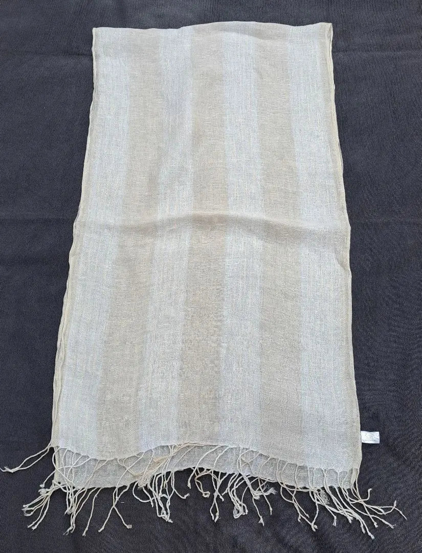 100% linen stole medium size cream striped pattern for women