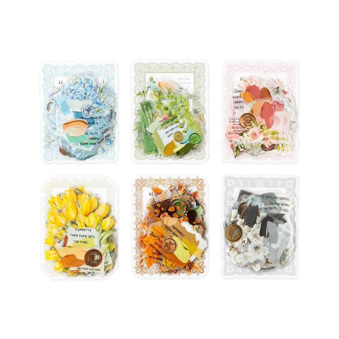 New ❗️Flower Word Chapter Series PET Sticker Sticker Collage Material 6 types 120 sheets