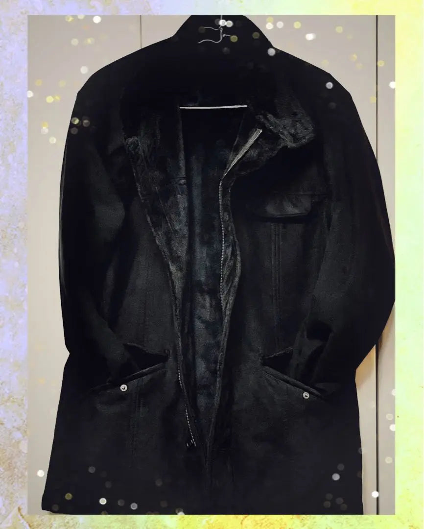 [Like new] Men's coat, black, autumn, winter, spring season, duffle coat