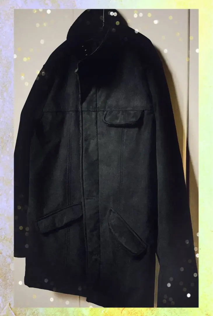 [Like new] Men's coat, black, autumn, winter, spring season, duffle coat