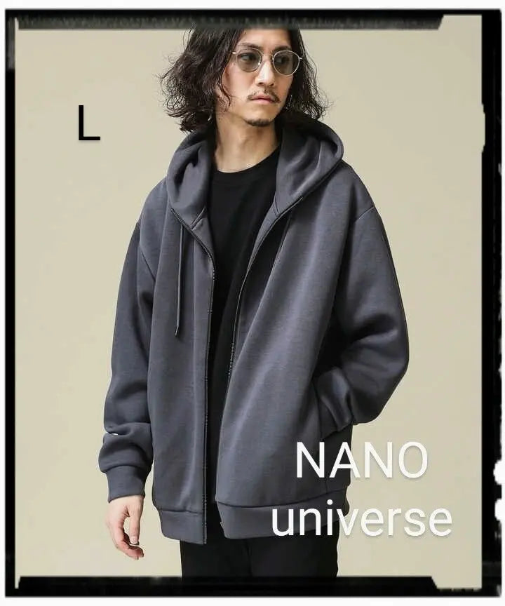 NANO universe hoodie hoodie zip-up grey L