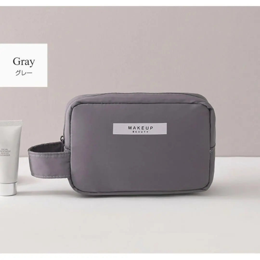 Makeup pouch, makeup pouch, small item holder, water-repellent, waterproof, portable, large capacity, gray