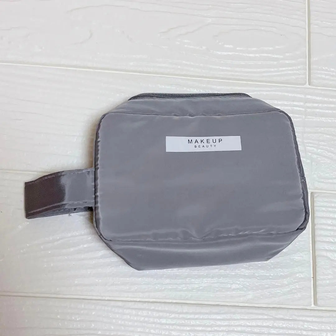 Bolsa de maquillaje, bolsa de maquillaje, porta objetos pequeños, repelente al agua, impermeable, portátil, gran capacidad, gris