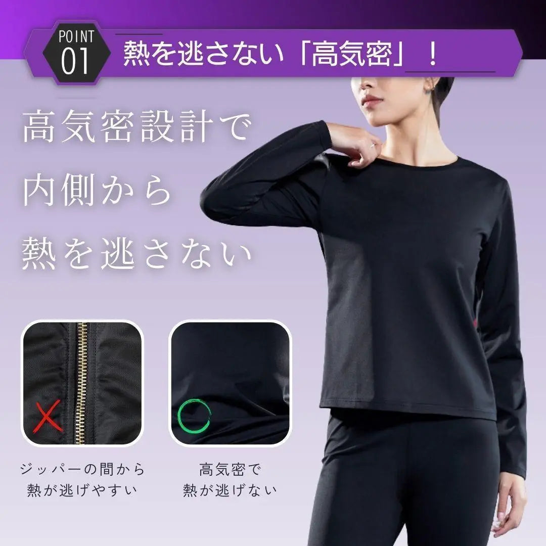 Sauna Suit Women's Upper / Ladies Diet Diet Sweat Washable XL R33-A | サウナスーツ レディース 上下セット ダイエット 発汗 洗える XL R33-a