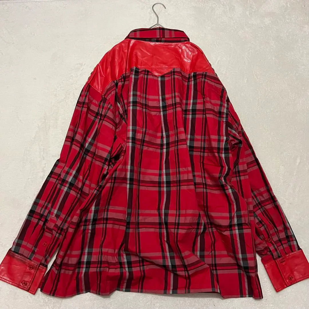 4XL Large Size Flashy Check Shirt Dress Band Rock Punk Style Studs