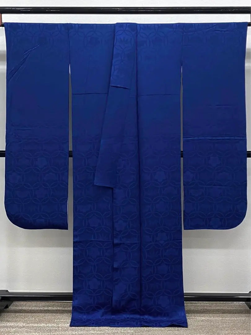 Cresta de kimono sólida Sistema azul simple 168 cm Procesado repelente al agua | 無地振袖 紋意匠 シンプル 青系 身丈168cm 撥水加工済み