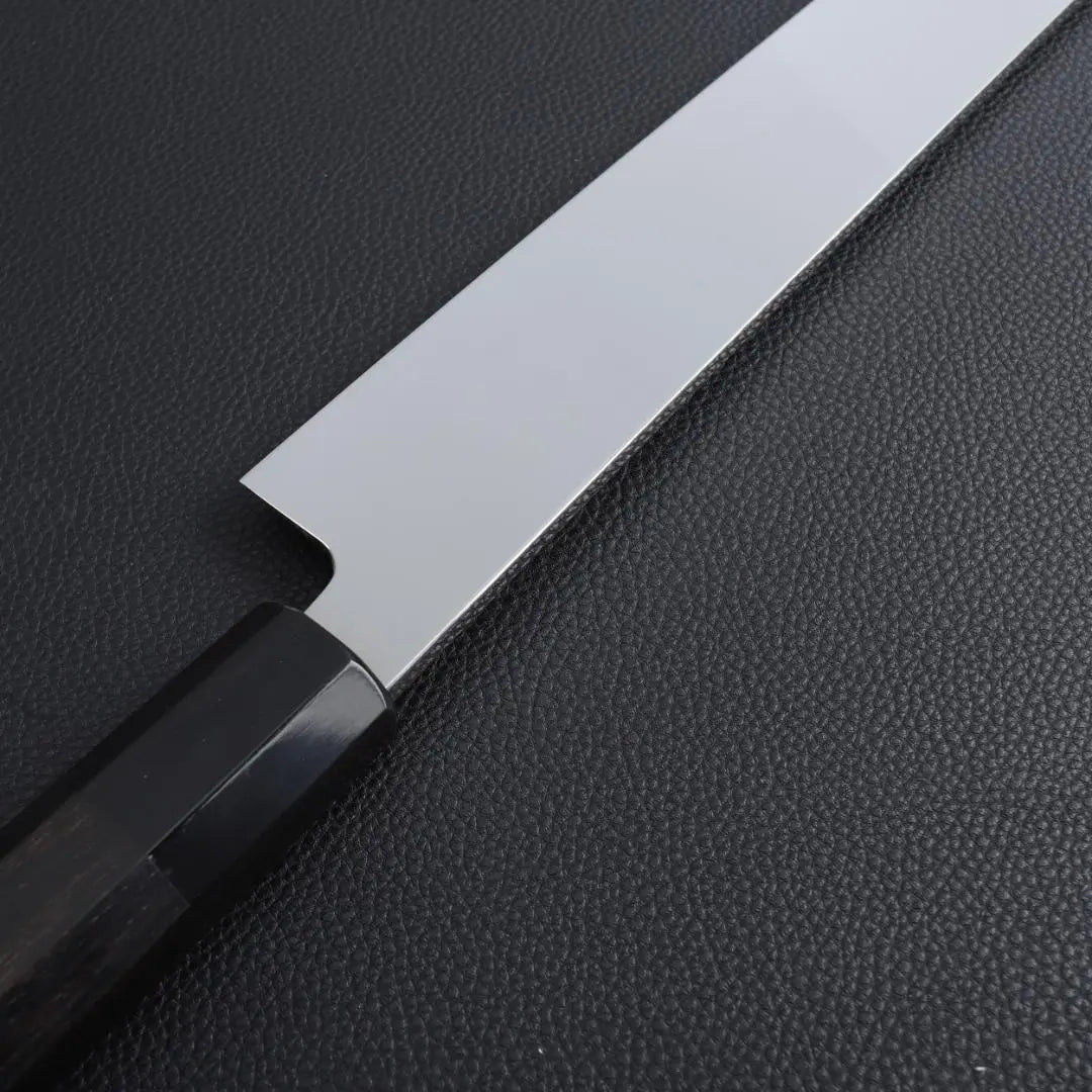 8239 Round-Tip Knife Shakuichi Mirror Finish The blade has the ultimate sharpness Ebony black buffalo horn octagonal handle | 8239 先丸包丁 尺一 鏡面仕上げ 刃は究極の切れ味 黒檀黒水牛角八角柄