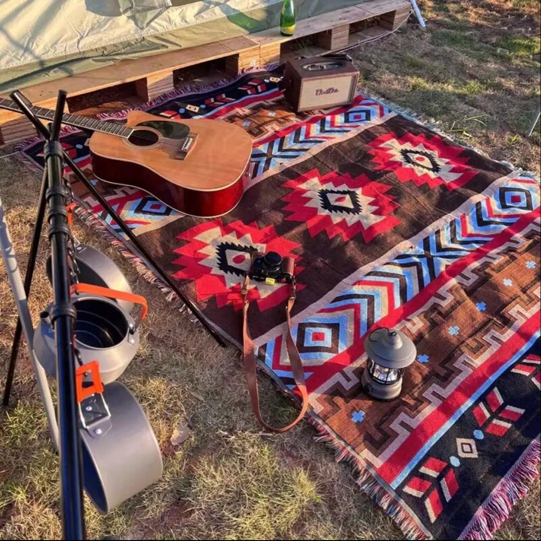 Alfombra Mat Manta Camping Exterior Ortega Kilim Ortega Rojo