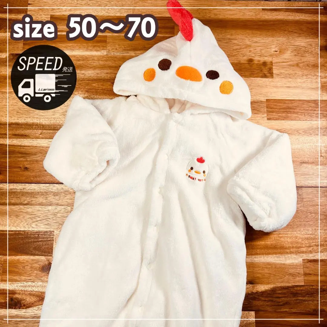 [T2] Baby Coverall Romper Chicken White 50-70