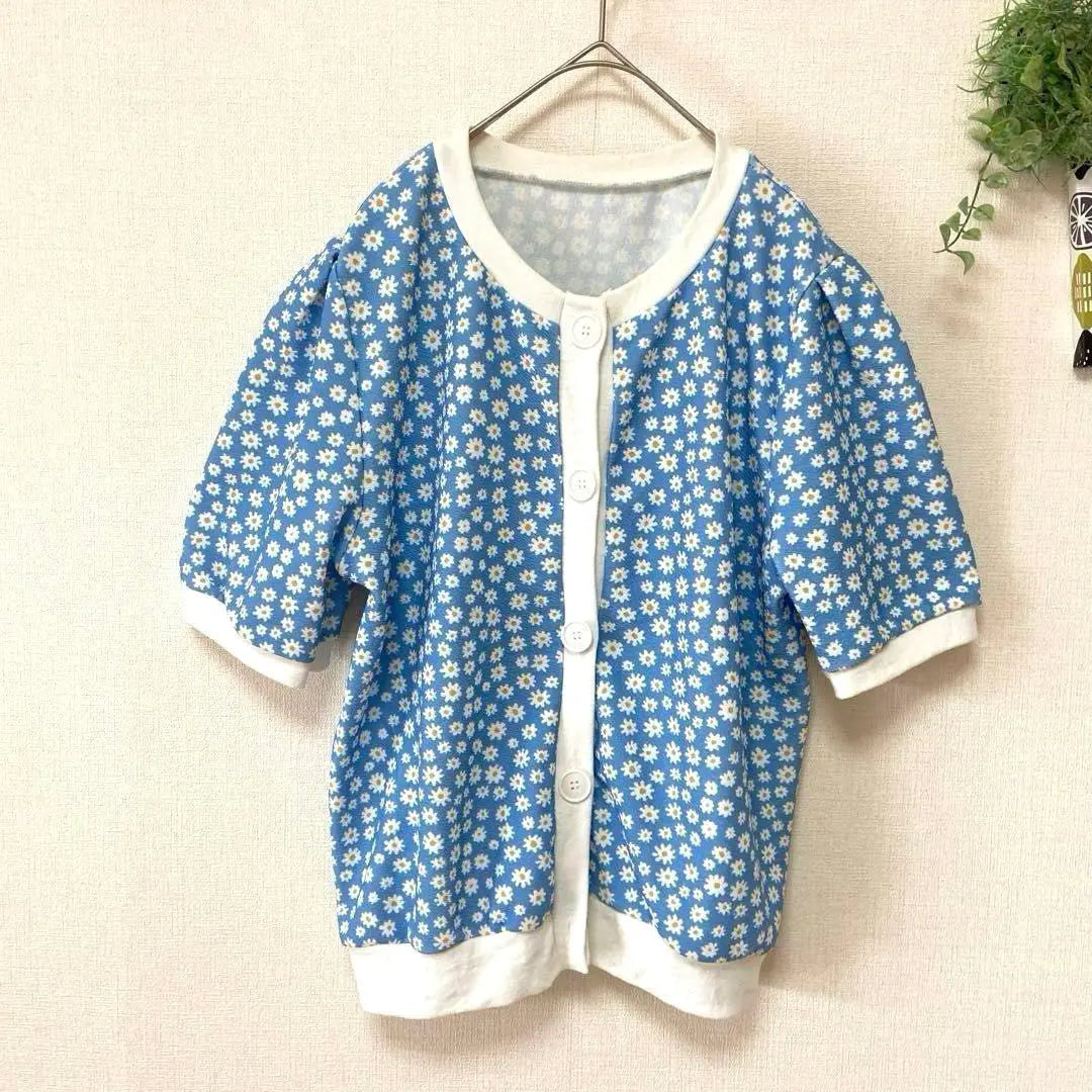 [Junoa] Floral cardigan, short sleeve, stretch, feminine, girly