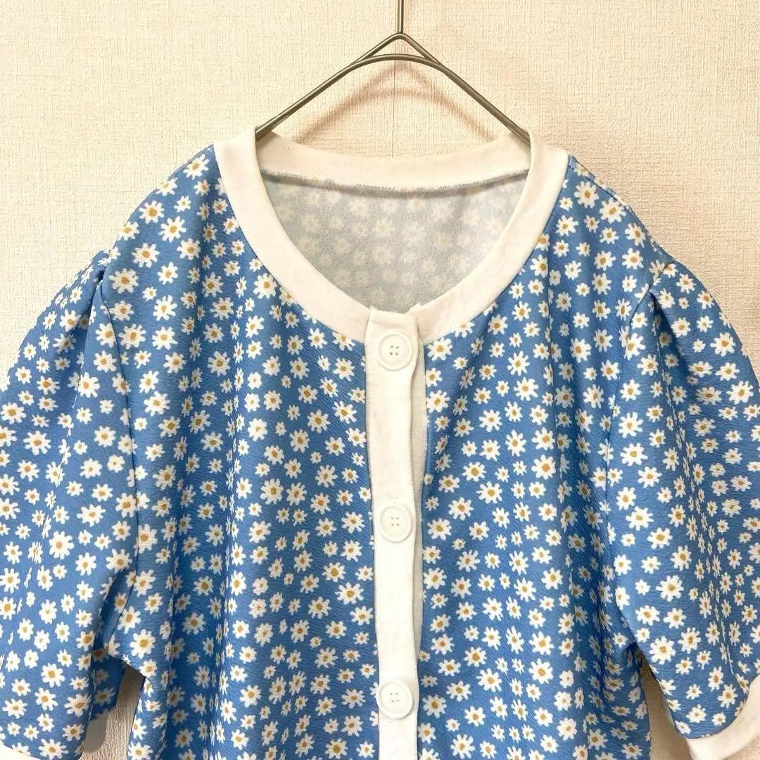 [Junoa] Floral cardigan, short sleeve, stretch, feminine, girly