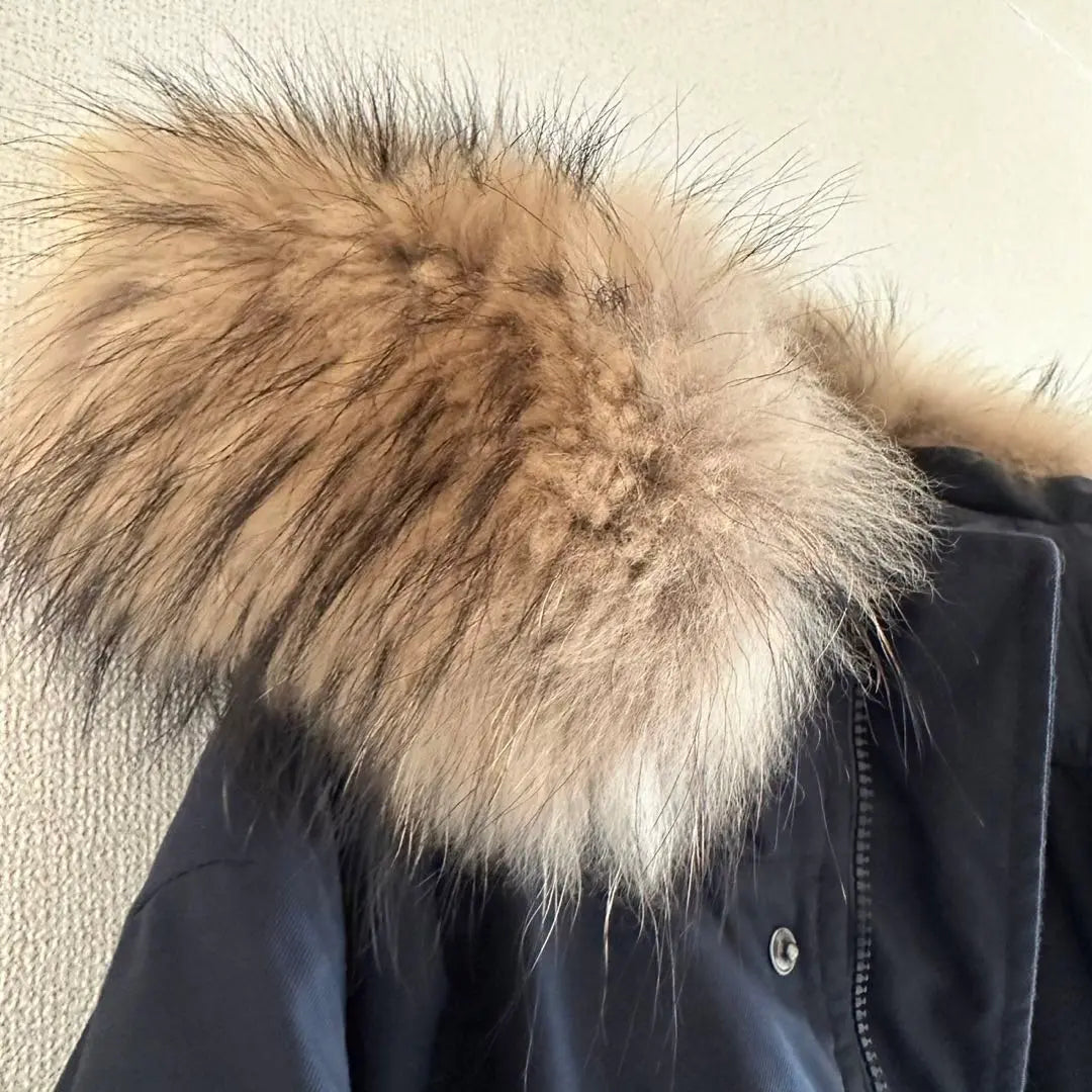 [Very popular] PYRENEX down jacket navy with fur M PYRENEX