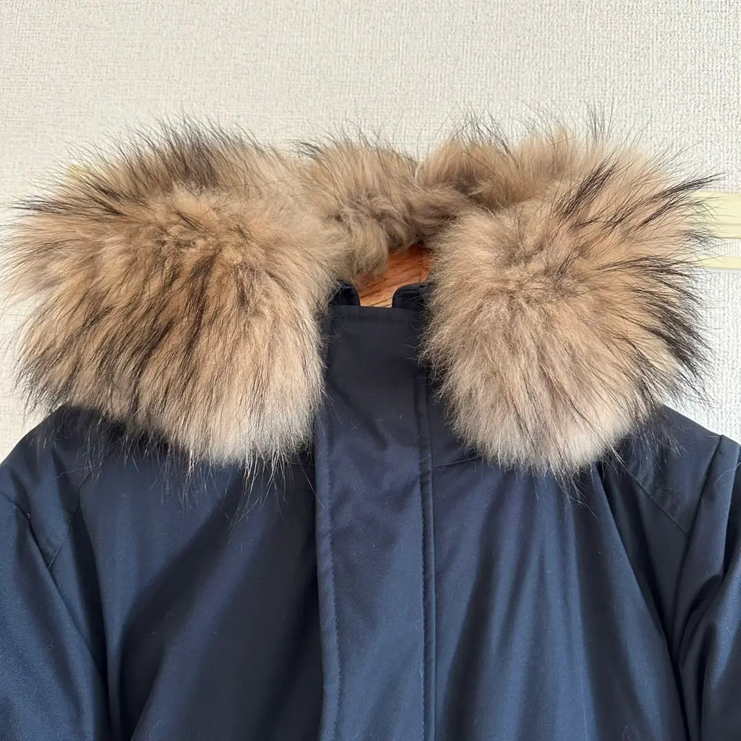 [Very popular] PYRENEX down jacket navy with fur M PYRENEX