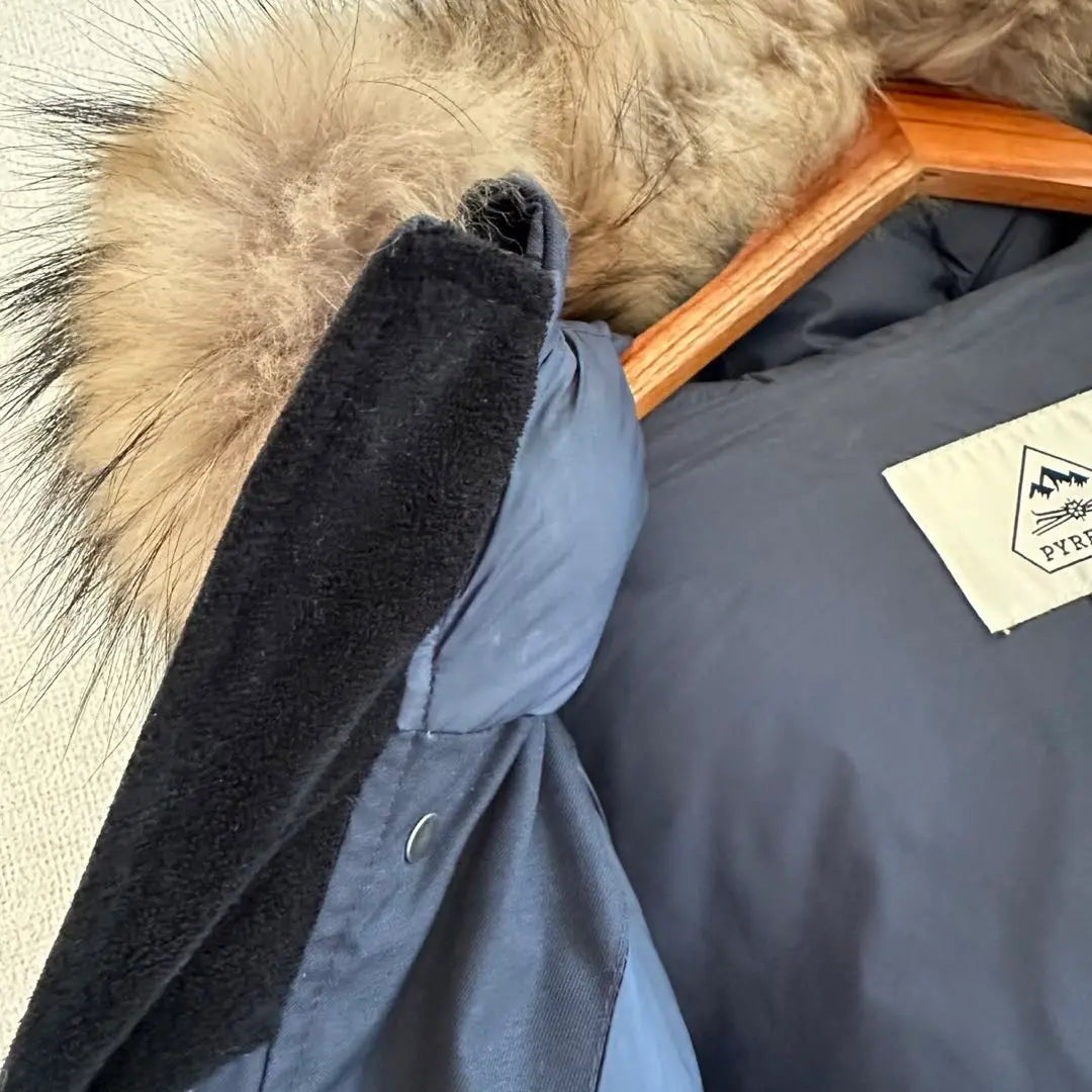 [Very popular] PYRENEX down jacket navy with fur M PYRENEX