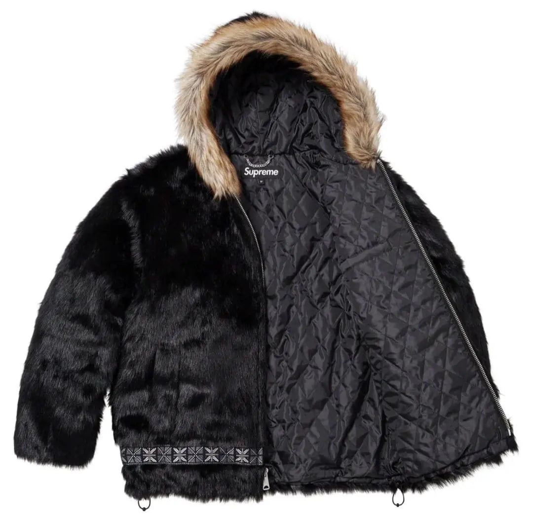 【Excelente producto】Parka de piel sintética SUPREME NEGRA L