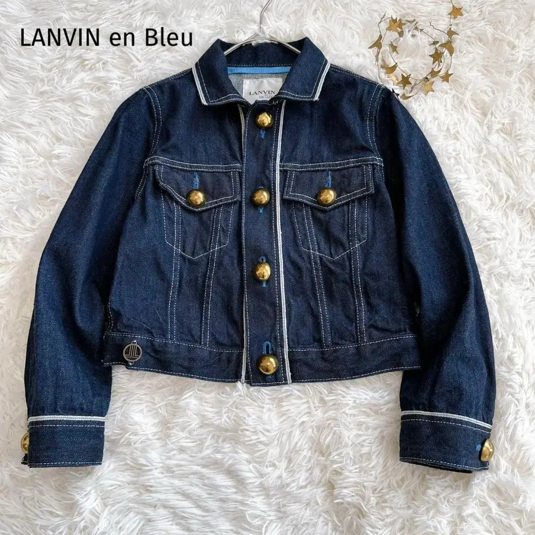 Lanvin on Blue ♡ Denim jacket G-jacket gold button short length 36