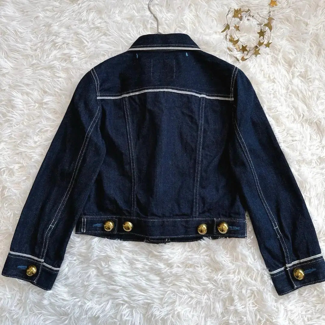 Lanvin on Blue ♡ Denim jacket G-jacket gold button short length 36