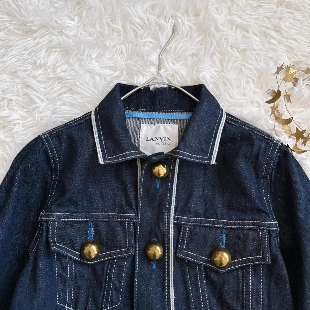 Lanvin on Blue ♡ Denim jacket G-jacket gold button short length 36