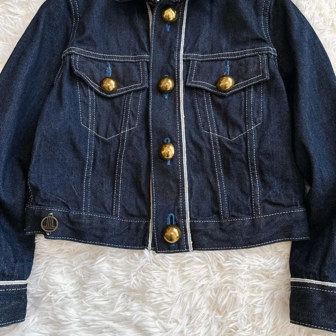 Lanvin on Blue ♡ Denim jacket G-jacket gold button short length 36