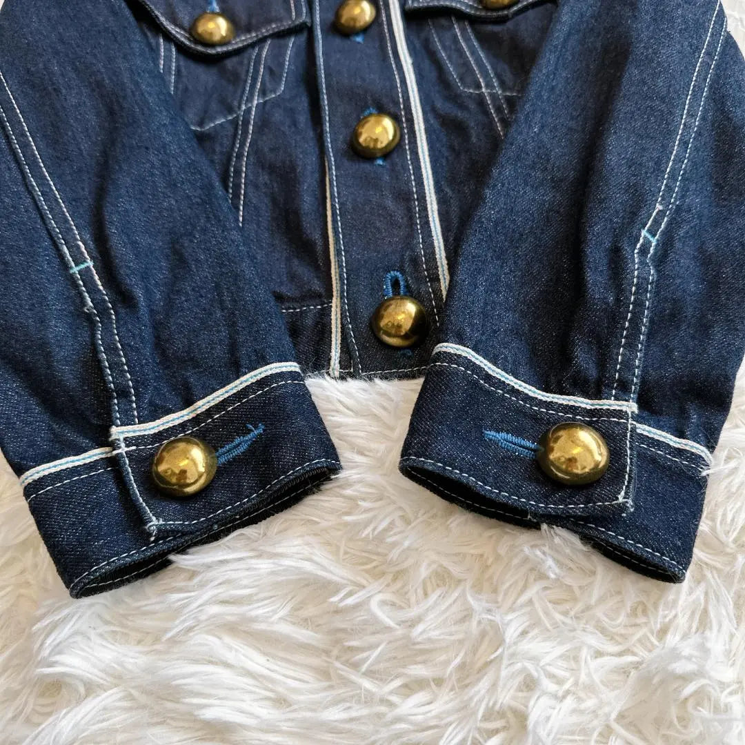 Lanvin on Blue ♡ Denim jacket G-jacket gold button short length 36