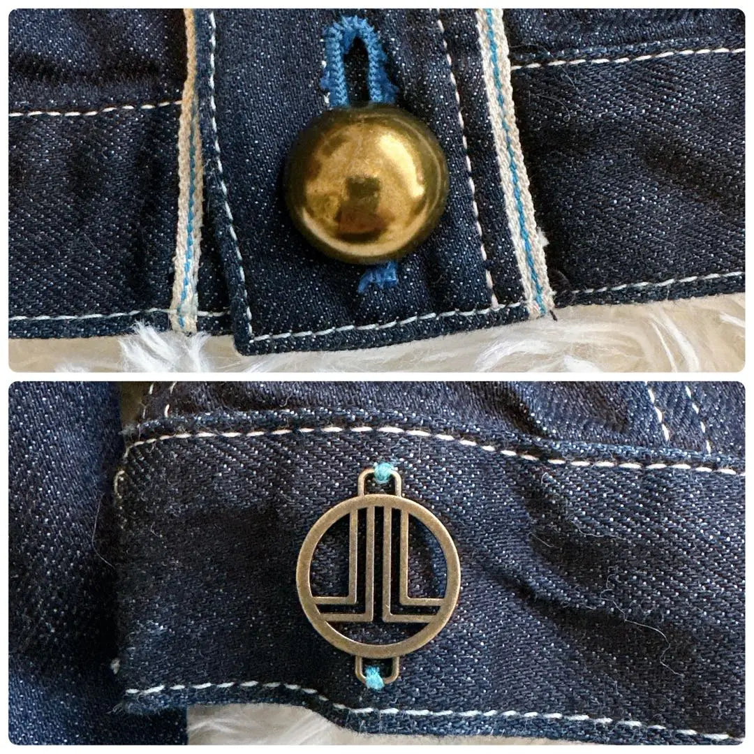 Lanvin on Blue ♡ Denim jacket G-jacket gold button short length 36