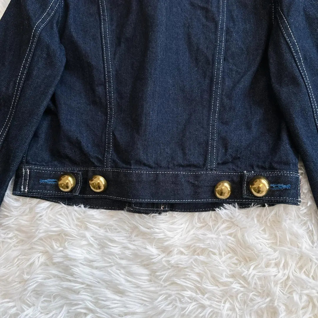 Lanvin on Blue ♡ Denim jacket G-jacket gold button short length 36