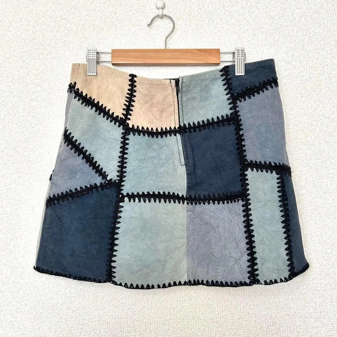 [Zara Woman] M color block design suede patchwork mini skirt